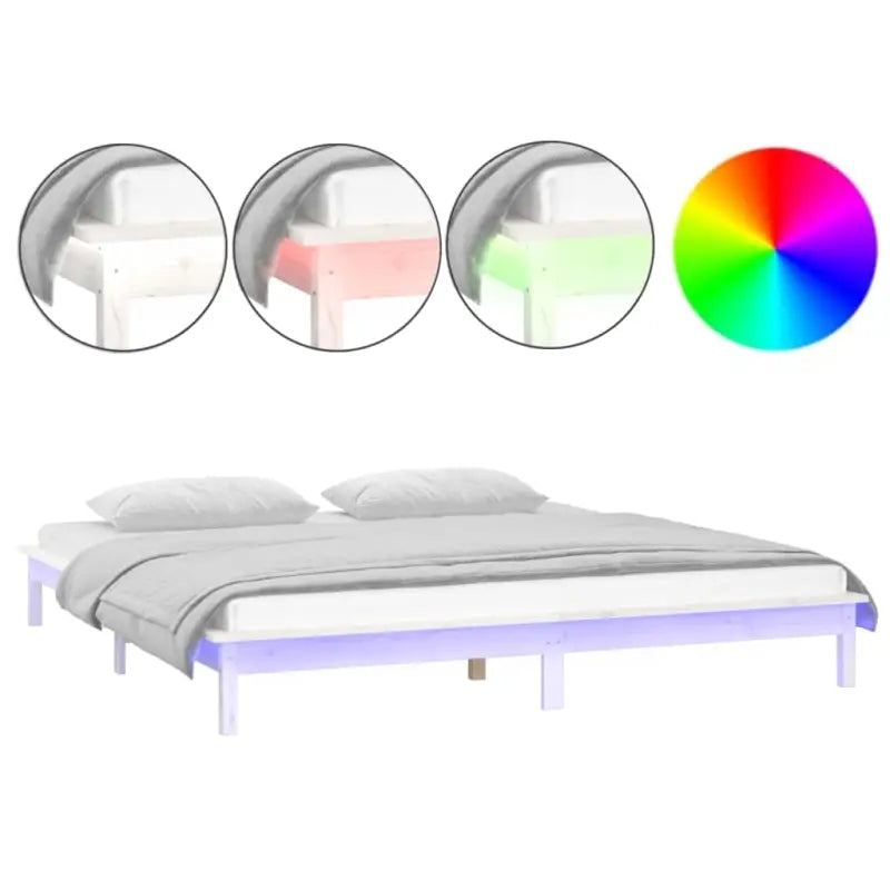 Houten bedframe met LED-verlichting van massief grenenhout - Bedden & bedframes