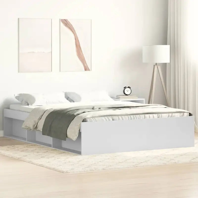 Houten bedframe met multiplex lattenbodem voor een moderne slaapkamer - Wit / 160 x 200 cm - Bedden & bedframes