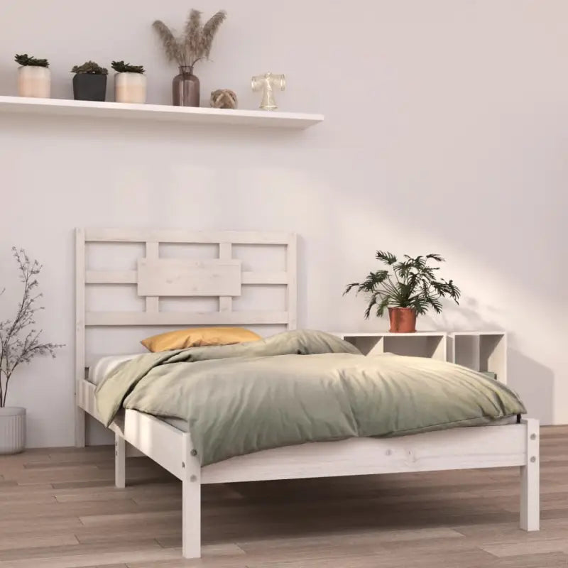 Houten bedframe met tijdloos ontwerp van massief grenenhout - Wit / 100 x 200 cm - Bedden & bedframes