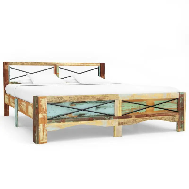 Houten bedframe met vintage charme van massief gerecycled hout - 180 x 200 cm - Bedden & bedframes