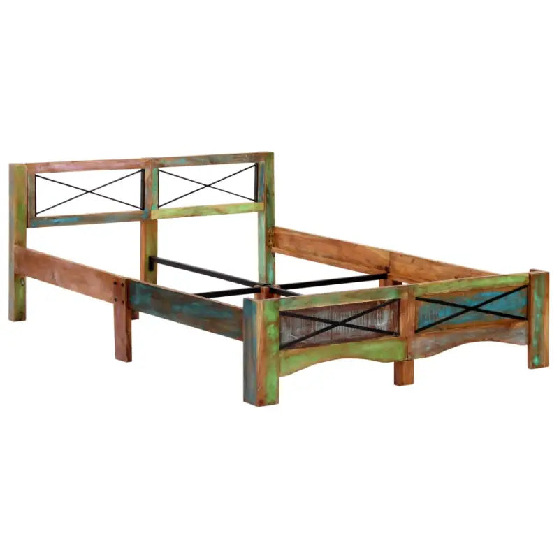 Houten bedframe met vintage charme van massief gerecycled hout - Bedden & bedframes