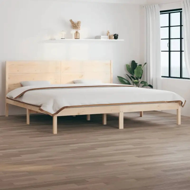 Houten bedframe van massief grenenhout met aanvullende ondersteuning - Naturel / 200 x 200 cm - Bedden & bedframes