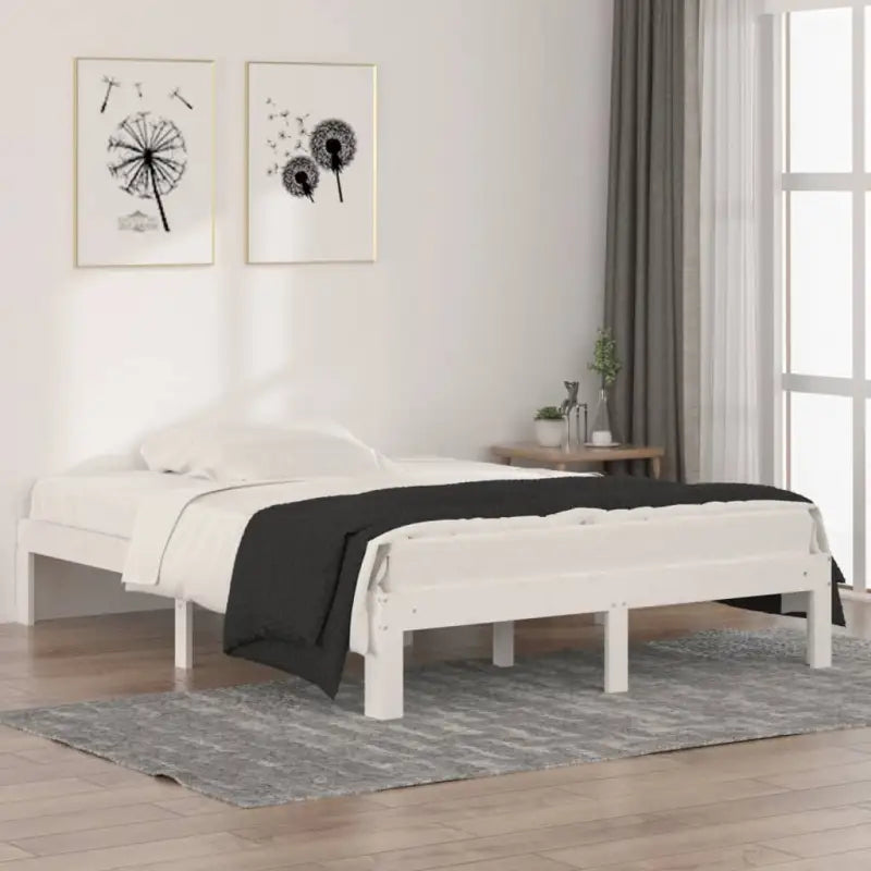Houten bedframe van massief grenenhout met extra ondersteuning - Wit / 135 x 190 cm - Bedden & bedframes