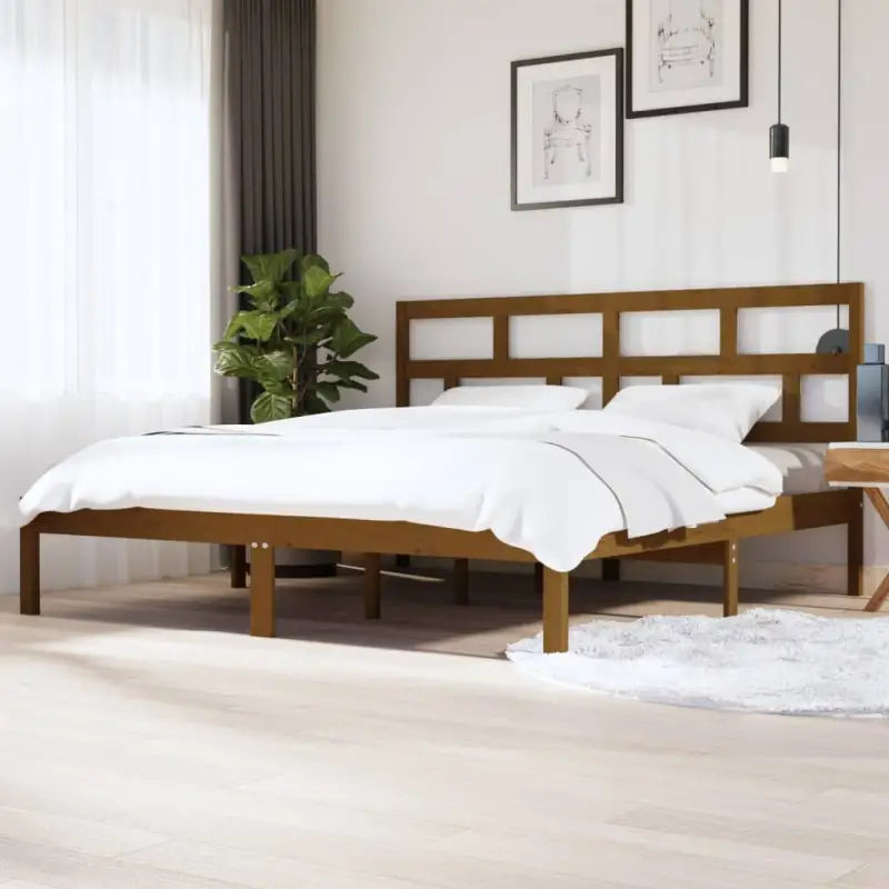 Houten Bedframe van Massief Grenenhout met Levering Bevat - Honingbruin / 200 x 200 cm - Bedden & bedframes