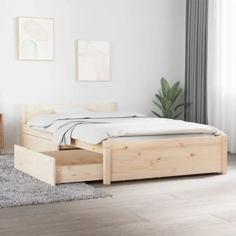 Houten bedframe van massief grenenhout met levering bevat - Naturel / 100 x 200 cm - Bedden & bedframes