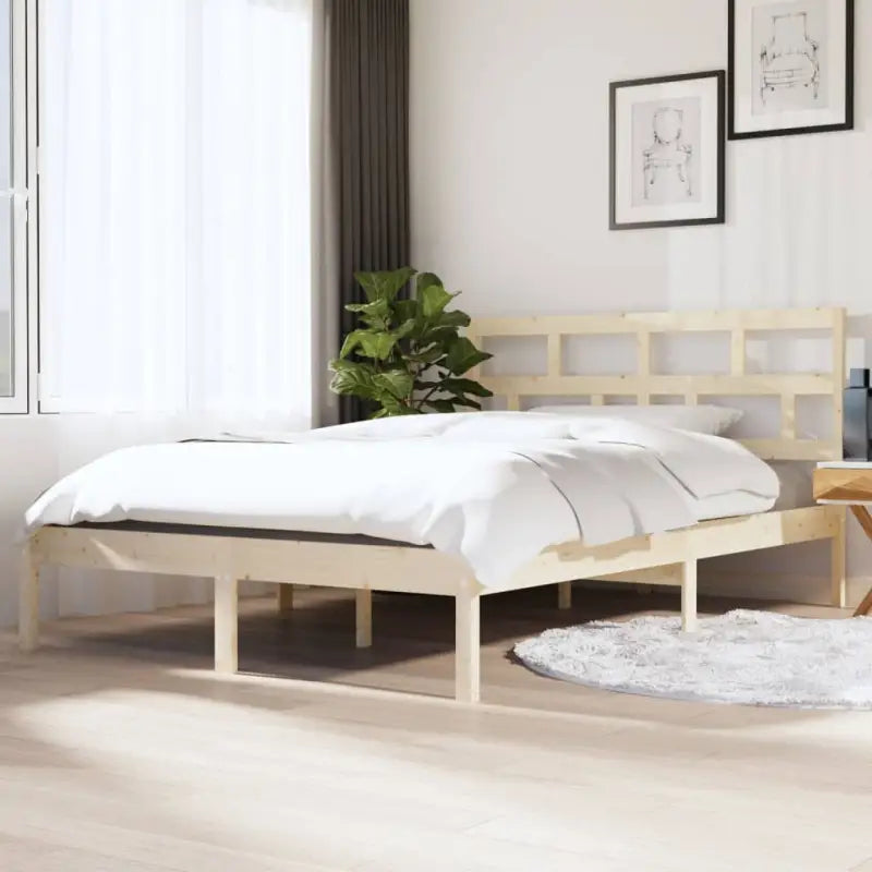 Houten Bedframe van Massief Grenenhout met Levering Bevat - Naturel / 135 x 190 cm - Bedden & bedframes