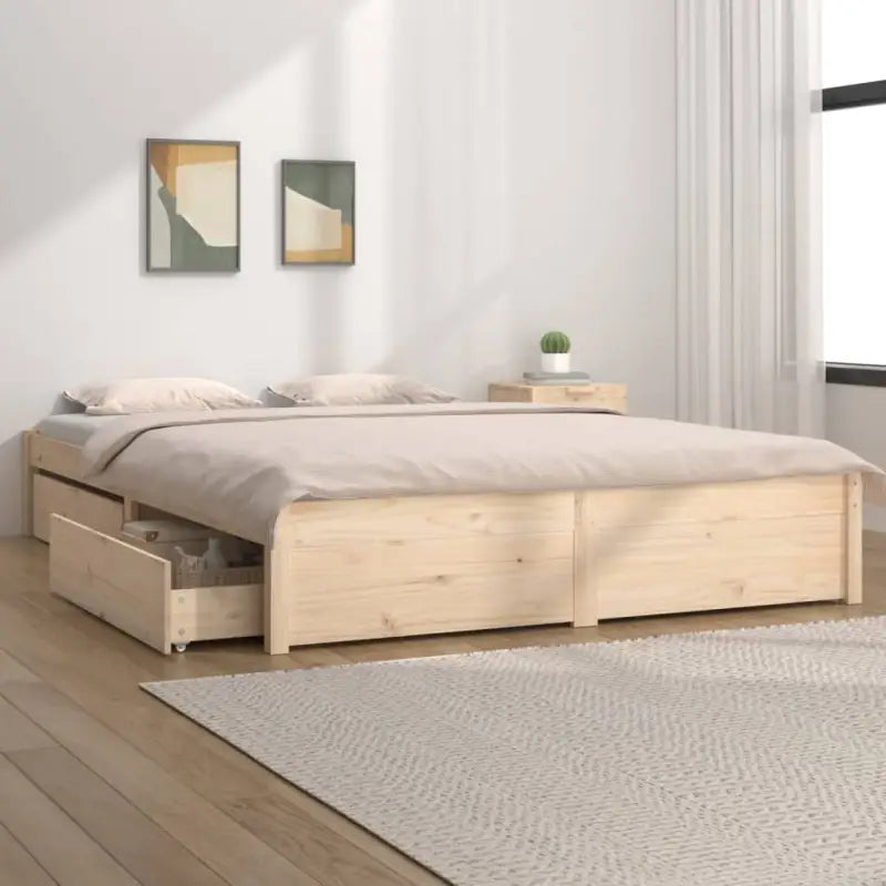 Houten bedframe van massief grenenhout met levering bevat - Naturel / 120 x 190 cm - Bedden & bedframes