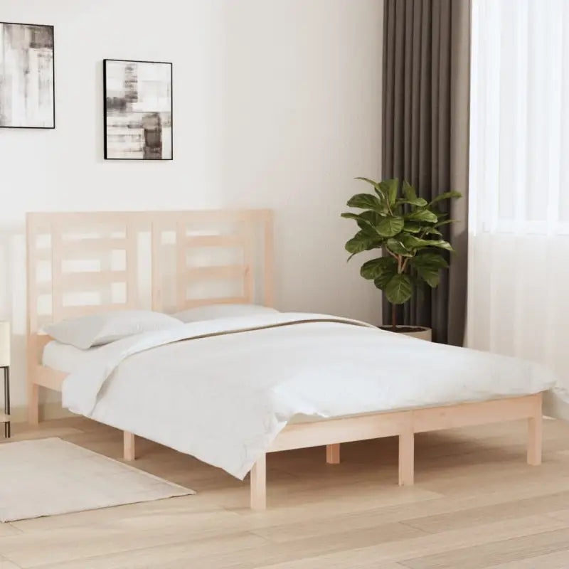 Houten bedframe van massief grenenhout met levering bevat - Naturel / 140 x 200 cm - Bedden & bedframes