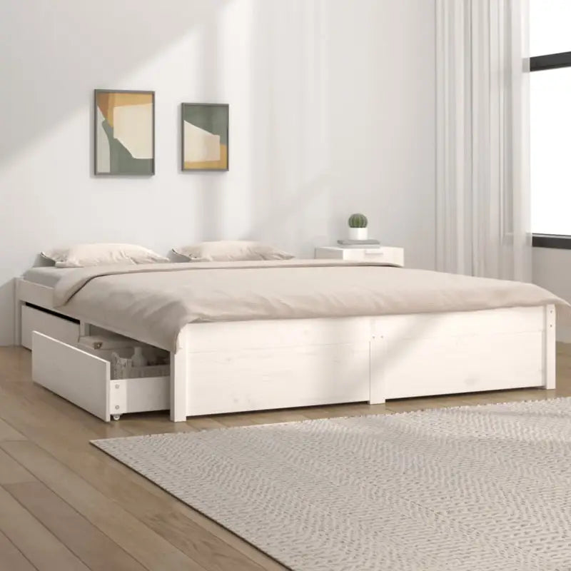 Houten bedframe van massief grenenhout met levering bevat - Wit / 140 x 200 cm - Bedden & bedframes