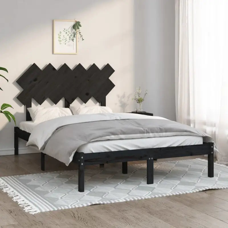 Houten bedframe van massief grenenhout met levering bevat - Zwart / 135 x 190 cm - Bedden & bedframes