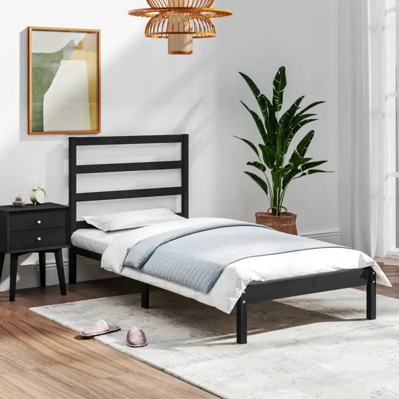 Houten bedframe van massief grenenhout met levering bevat - Zwart / 75 x 190 cm - Bedden & bedframes