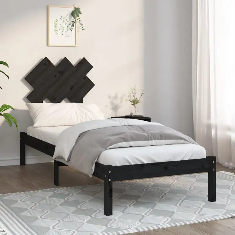 Houten bedframe van massief grenenhout met levering bevat - Zwart / 75 x 190 cm - Bedden & bedframes