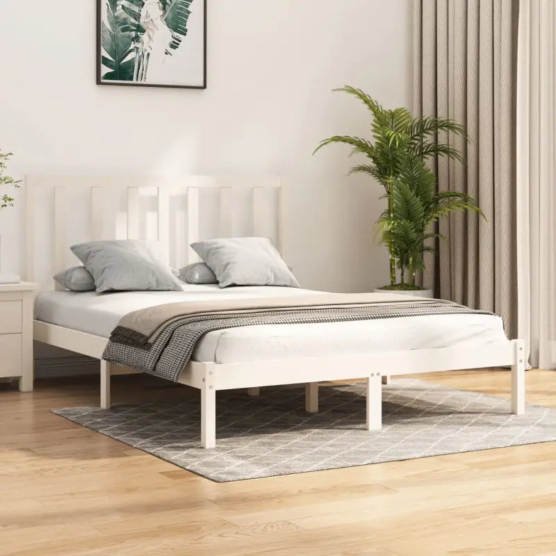 Houten bedframe van massief grenenhout met tijdloos design - Wit / 140 x 200 cm - Bedden & bedframes