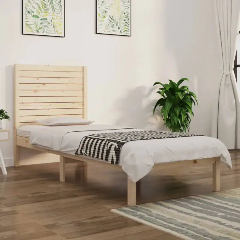 Houten bedframe van massief grenenhout met tijdloos ontwerp - Naturel / 75 x 190 cm - Bedden & bedframes