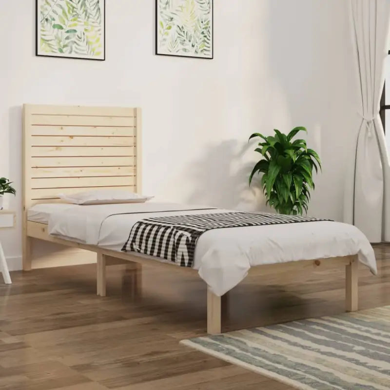 Houten bedframe van massief grenenhout met tijdloos ontwerp - Naturel / 90 x 190 cm - Bedden & bedframes