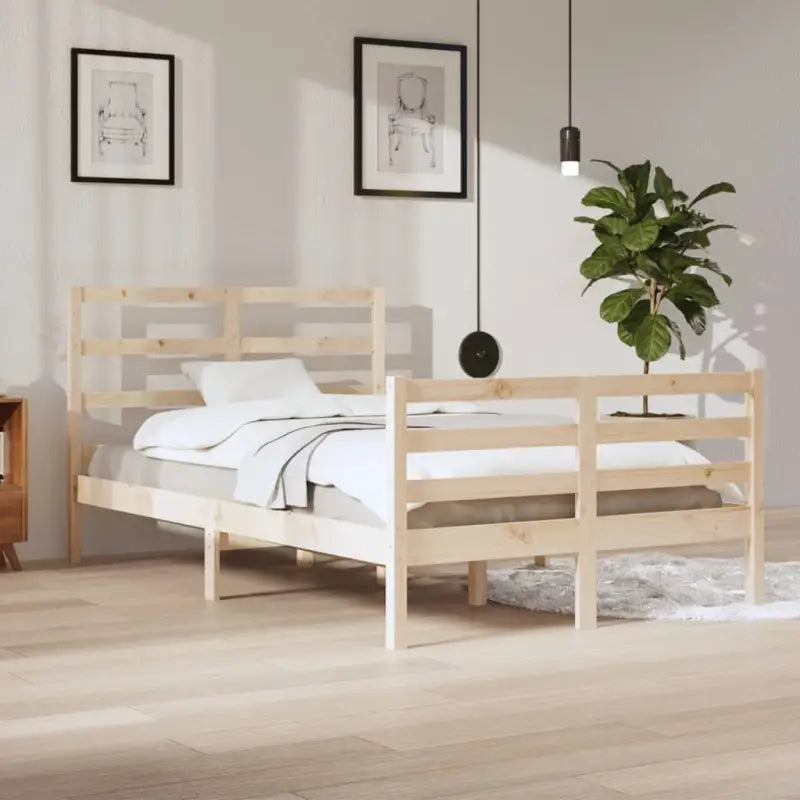 Houten bedframe van massief grenenhout met tijdloos ontwerp - Naturel / 120 x 200 cm - Bedden & bedframes
