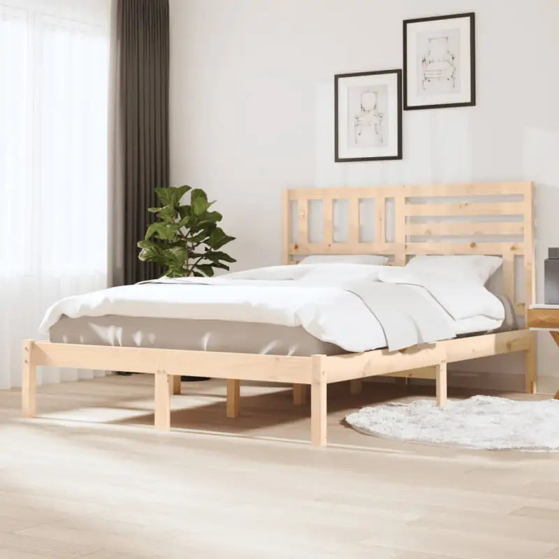 Houten bedframe van massief grenenhout voor een comfortabele nachtrust - Naturel / 150 x 200 cm - Bedden & bedframes