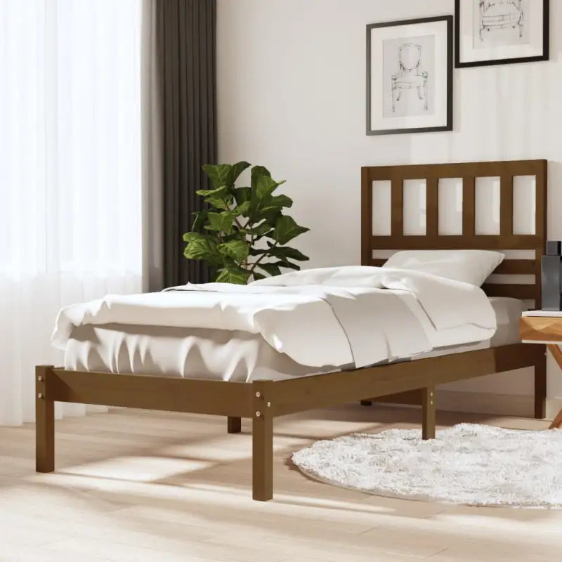 Houten bedframe van massief grenenhout voor een comfortabele nachtrust - Honingbruin / 100 x 200 cm - Bedden & bedframes