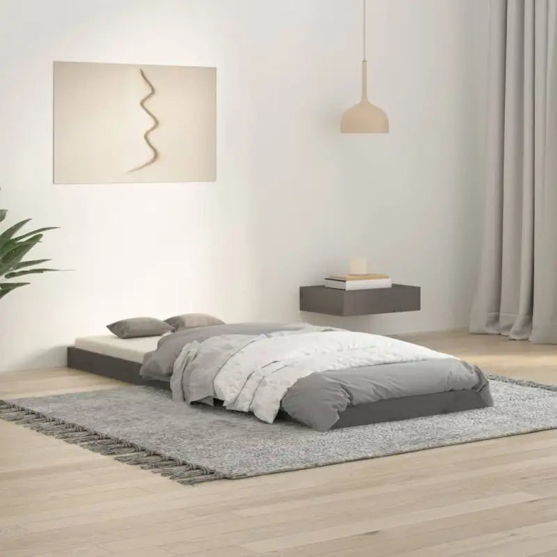 Houten bedframe van massief grenenhout voor een moderne slaapkamer - Grijs / 75 x 190 cm - Bedden & bedframes