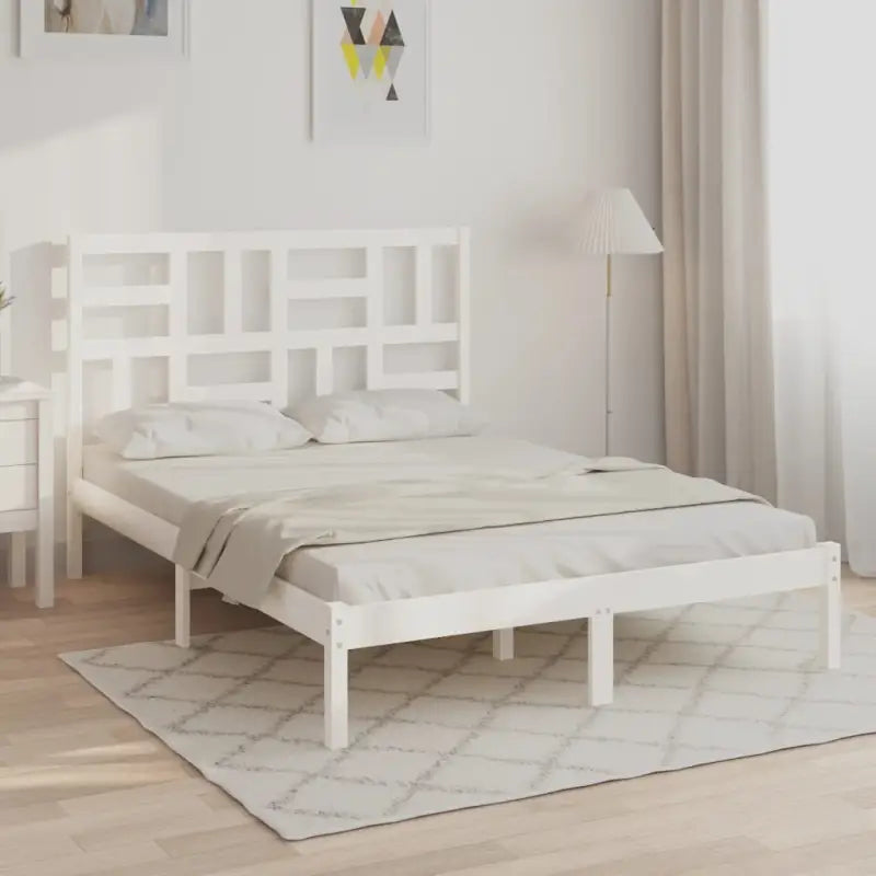 Houten bedframe van massief grenenhout voor een moderne slaapkamer - Wit / 120 x 200 cm - Bedden & bedframes