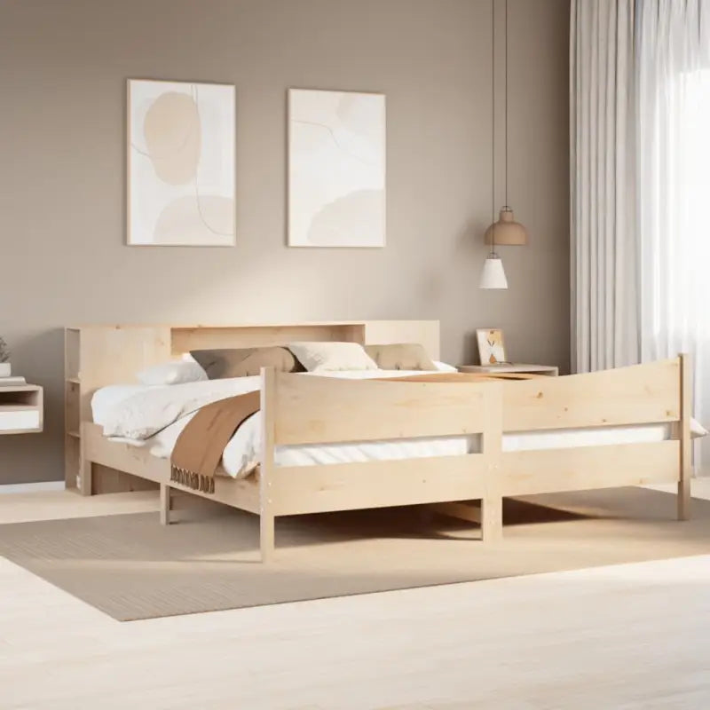 Houten bedframe van massief grenenhout voor een moderne slaapkamer - Naturel / 200 x 200 cm - Bedden & bedframes