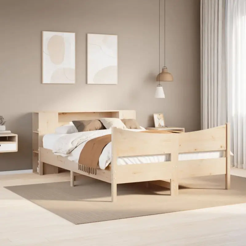 Houten bedframe van massief grenenhout voor een moderne slaapkamer - Naturel / 160 x 200 cm - Bedden & bedframes