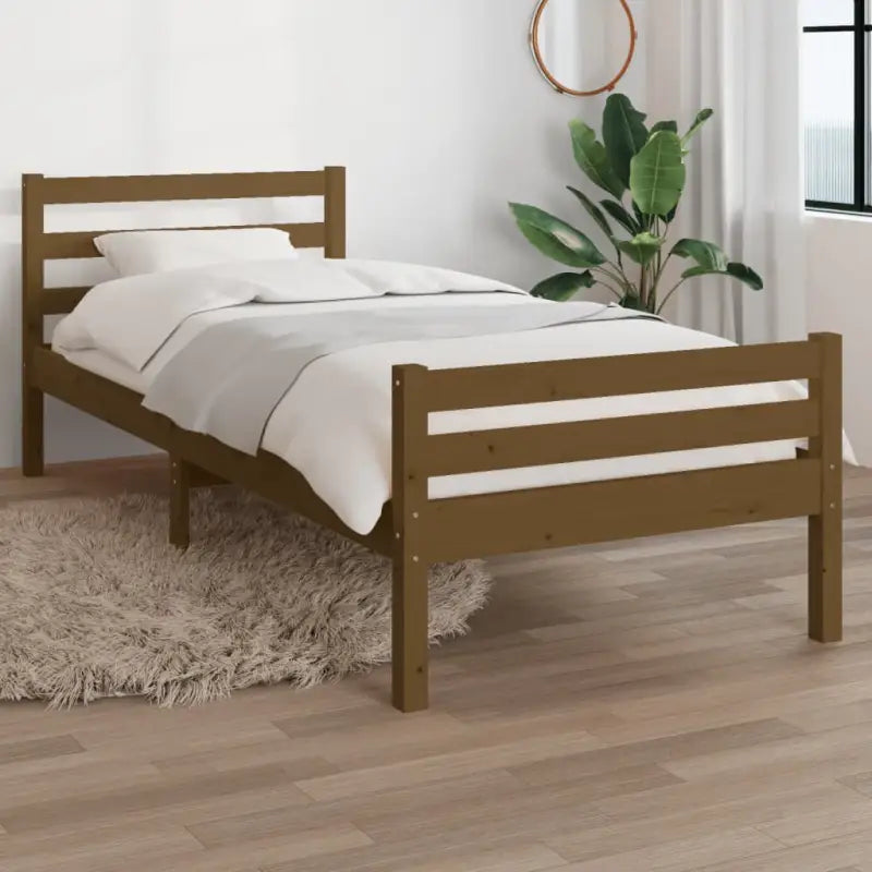 Houten bedframe van massief grenenhout voor een moderne slaapkamer - Honingbruin / 75 x 190 cm - Bedden & bedframes