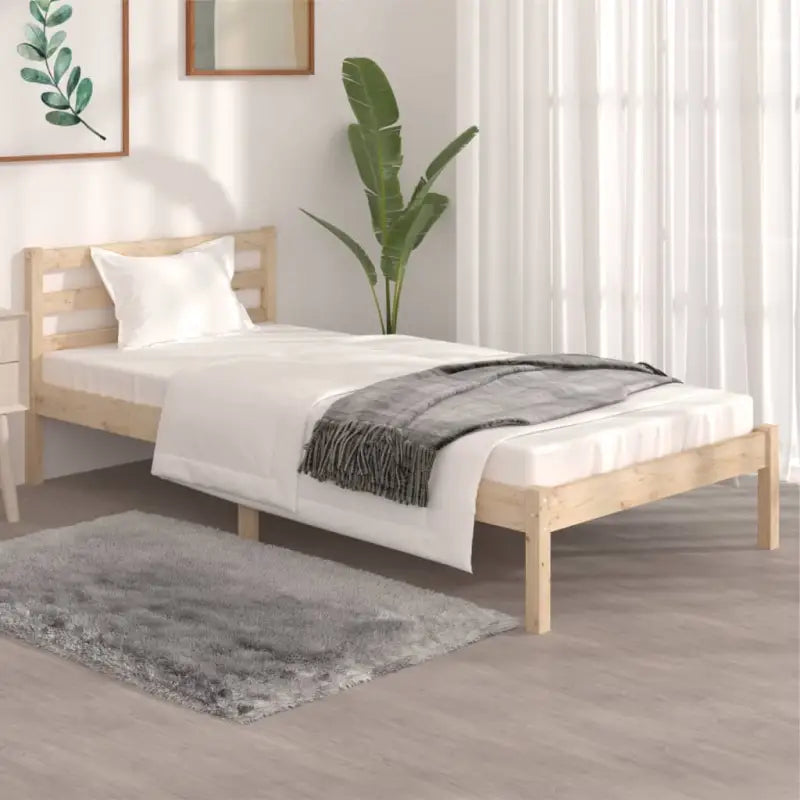 Houten bedframe van massief grenenhout voor een moderne slaapkamer - Naturel / 90 x 190 cm - Bedden & bedframes