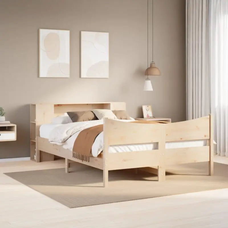 Houten bedframe van massief grenenhout voor een moderne slaapkamer - Naturel / 150 x 200 cm - Bedden & bedframes