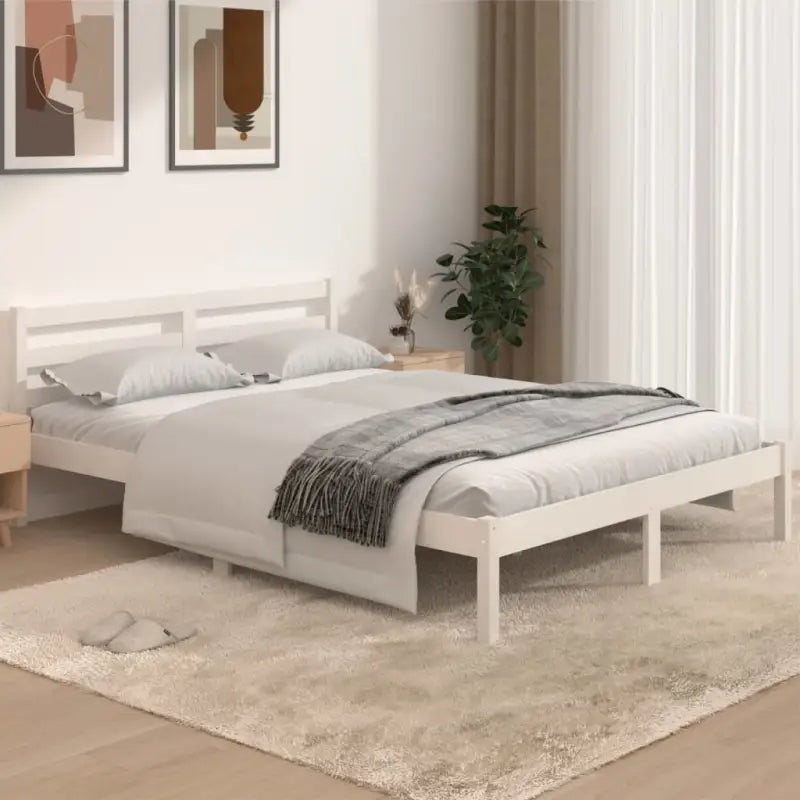 Houten bedframe van massief grenenhout voor een moderne slaapkamer - Wit / 140 x 190 cm - Bedden & bedframes