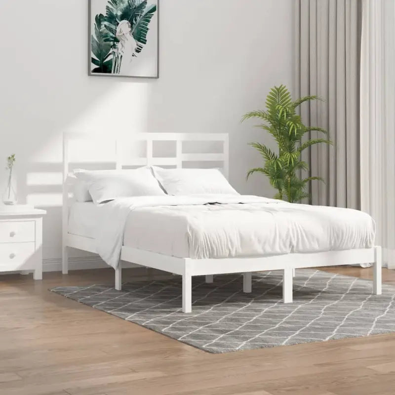 Houten bedframe van massief grenenhout voor een moderne slaapkamer - Wit / 140 x 190 cm - Bedden & bedframes