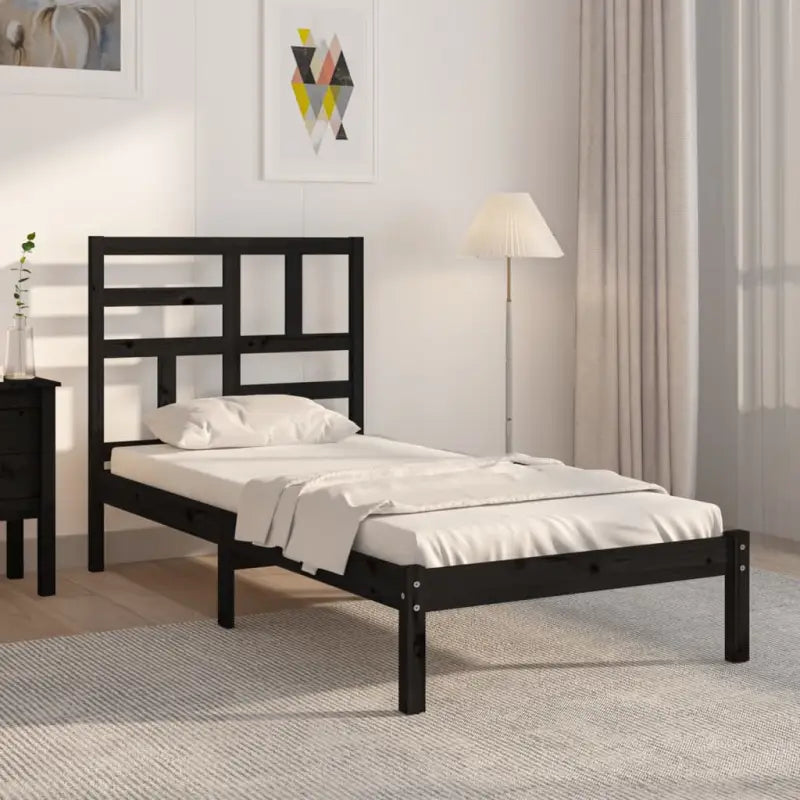 Houten bedframe van massief grenenhout voor een moderne slaapkamer - Zwart / 100 x 200 cm - Bedden & bedframes