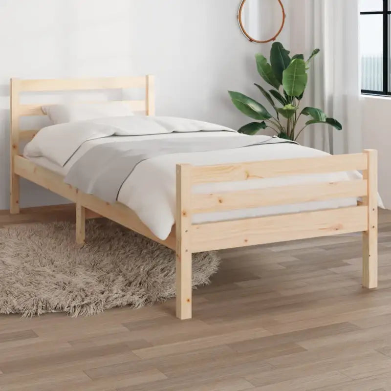 Houten bedframe van massief grenenhout voor een moderne slaapkamer - Naturel / 90 x 200 cm - Bedden & bedframes