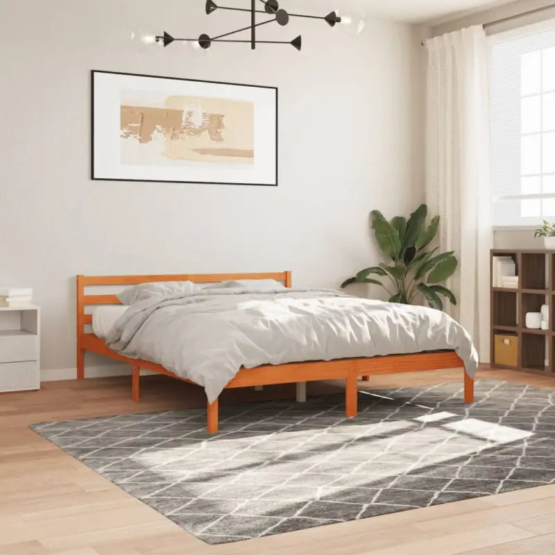 Houten bedframe van massief grenenhout voor een moderne slaapkamer - Wasbruin / 160 x 200 cm - Bedden & bedframes