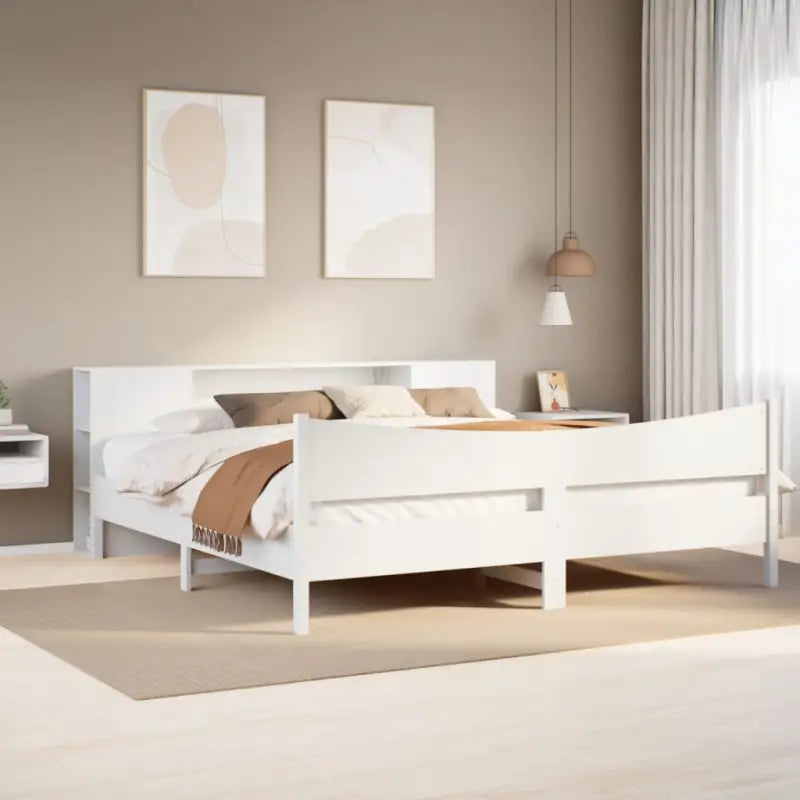 Houten bedframe van massief grenenhout voor een moderne slaapkamer - Wit / 200 x 200 cm - Bedden & bedframes