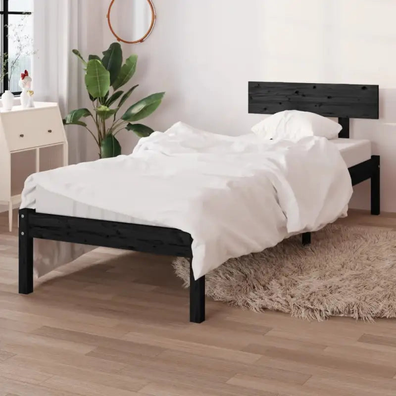 Houten bedframe van massief grenenhout voor een moderne slaapkamer - Zwart / 90 x 190 cm - Bedden & bedframes