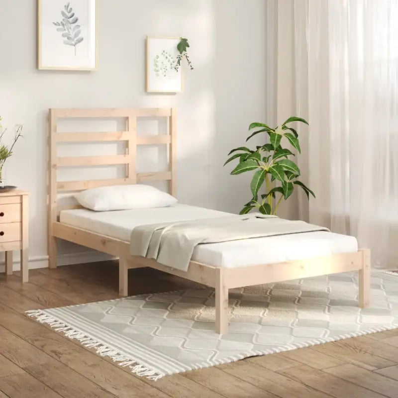 Houten bedframe van massief grenenhout voor een moderne slaapkamer - Naturel / 75 x 190 cm - Bedden & bedframes
