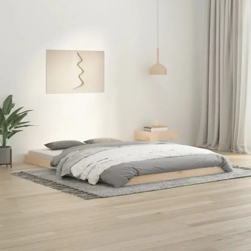Houten bedframe van massief grenenhout voor een moderne slaapkamer - Naturel / 140 x 200 cm - Bedden & bedframes
