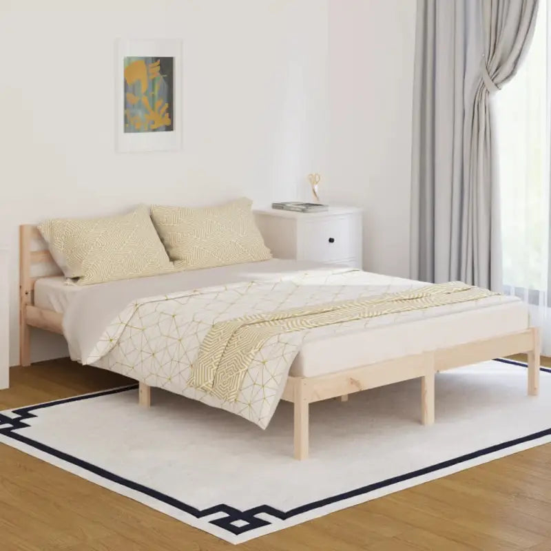 Houten bedframe van massief grenenhout voor een moderne slaapkamer - Naturel / 140 x 200 cm - Bedden & bedframes