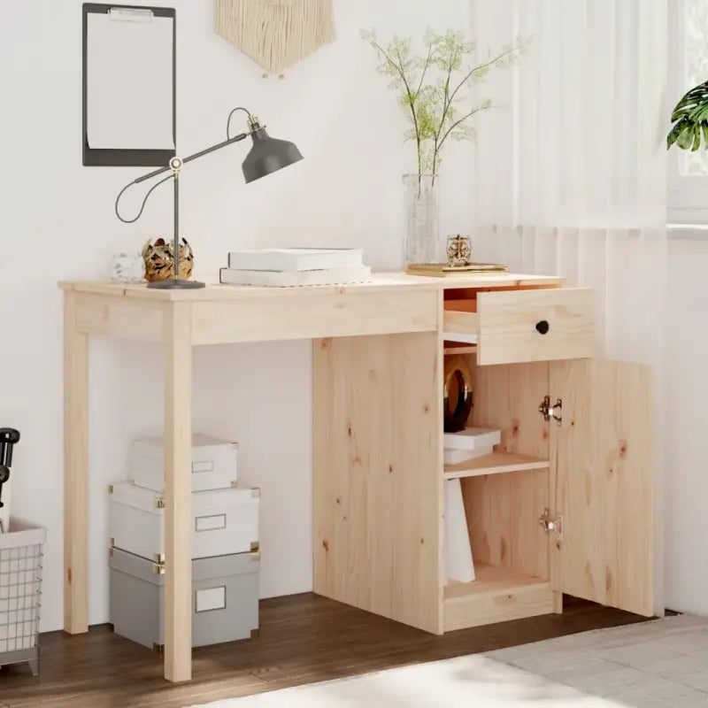 Houten bureau van massief grenenhout met strak en praktisch design - Bureaus
