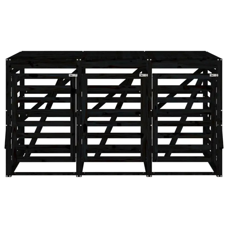 Houten containerberging van massief grenenhout voor tuinafval - Zwart grenenhout / 1 - Containerbergingen