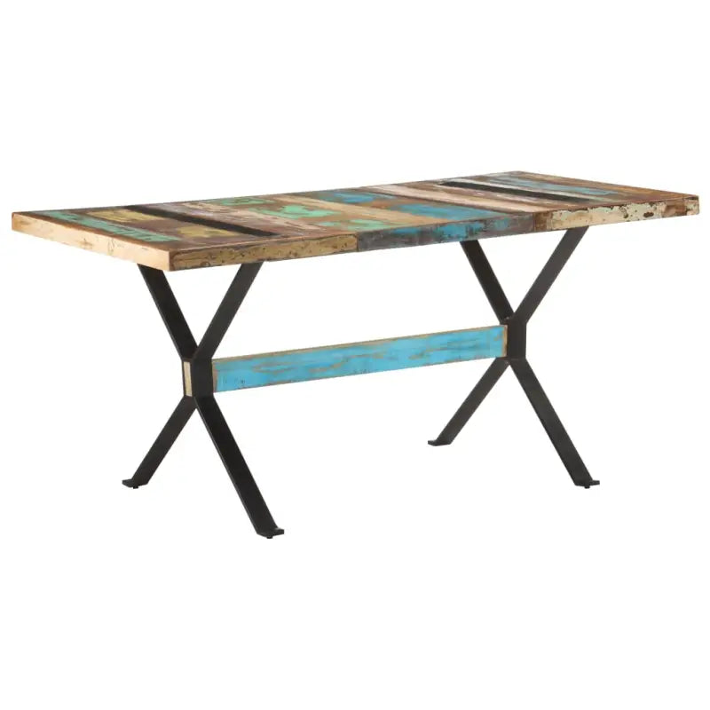 Houten eettafel van massief gerecycled hout in industriële stijl - 160 x 80 x 76 cm / 1 / massief gerecycled hout