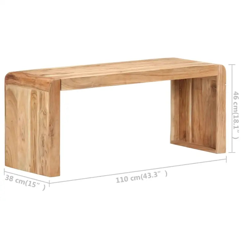 Houten eettafelbank van massief acaciahout voor keuken en eetkamer - 110 x 38 x 46 cm - Keuken- & eettafelbanken