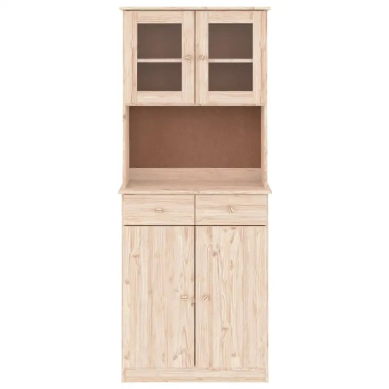 Houten hoge kast van massief grenenhout met houten knoppen - Dressoirs & buffetkasten