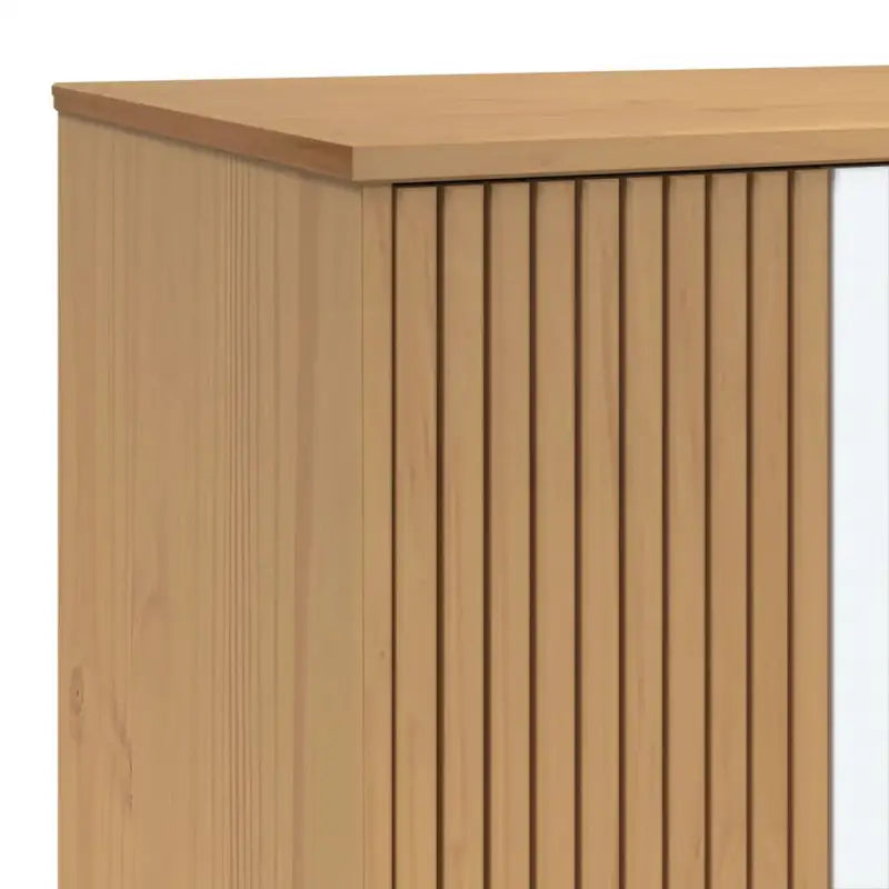 Houten kast met massief grenenhout en groot vak met houten poten - Kledingkasten