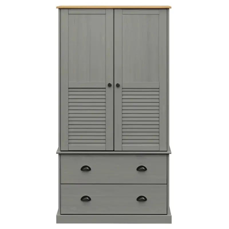 Houten kledingkast van massief grenenhout met metalen handgrepen - Kledingkasten