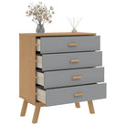 Houten ladekast met massief grenenhout en houten poten - Commodes & ladekasten