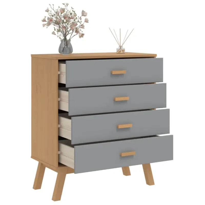 Houten ladekast met massief grenenhout en houten poten - Commodes & ladekasten