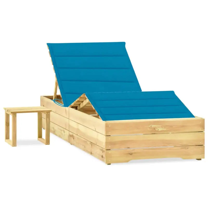 Houten Loungebed met Kussen en Tafeltje voor Buiten - Blauw / 1 - Ligstoelen
