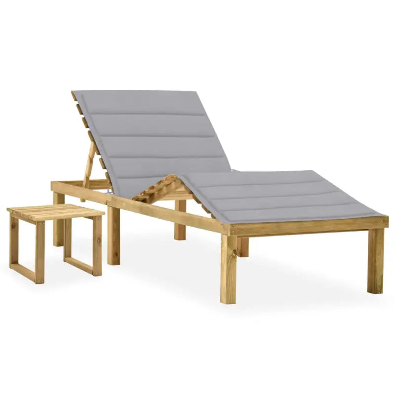 Houten loungebed met kussen en tafeltje voor een rustieke buitenruimte - Grijs / 1 - Ligstoelen
